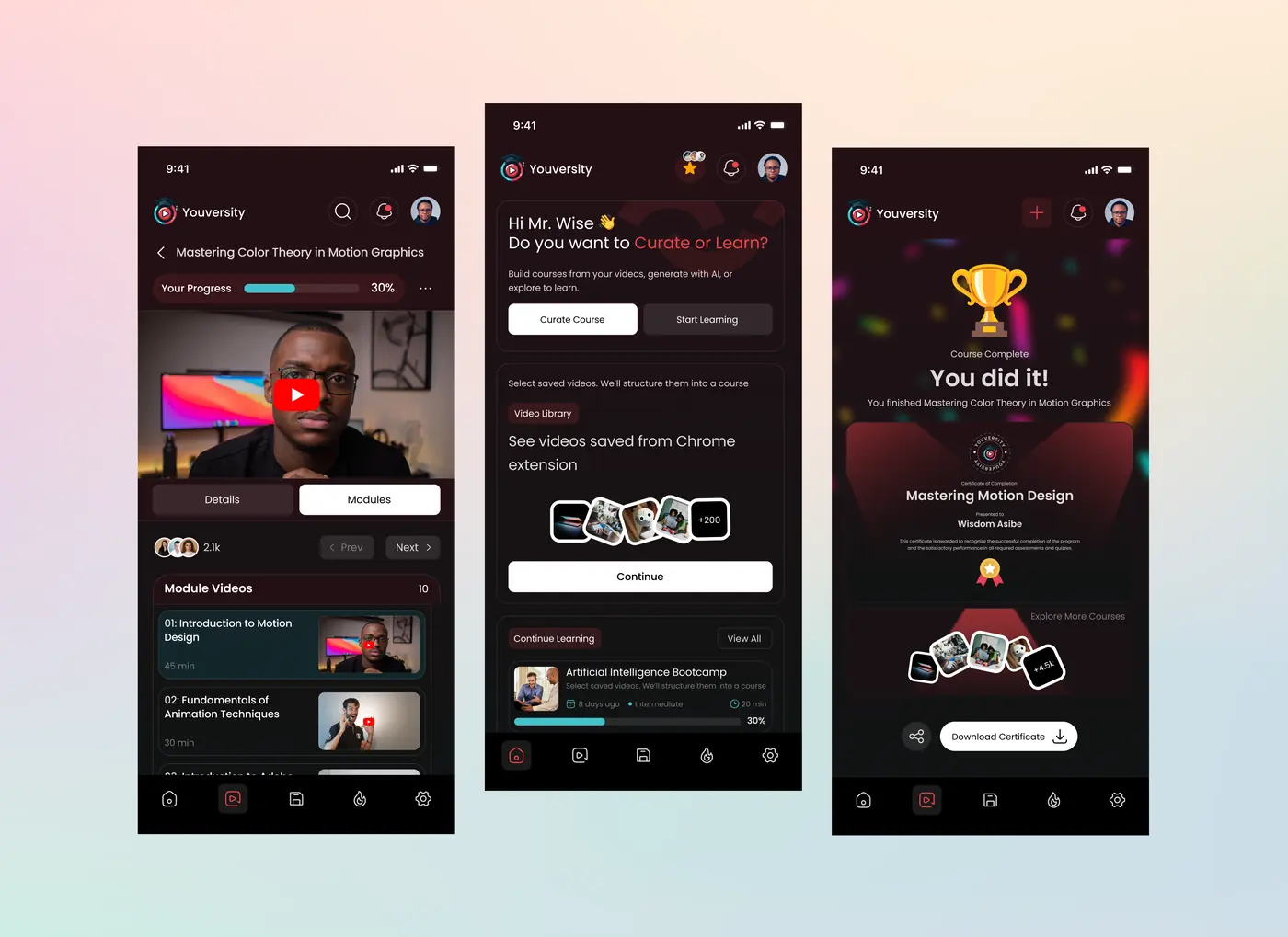 Youversity app design